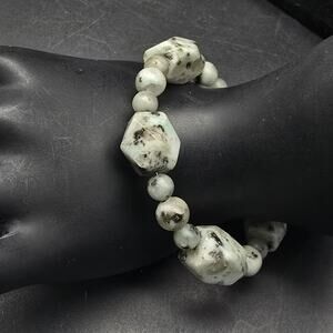 Kiwi Jasper Beaded Bracelet Teal Speckled Gemstone